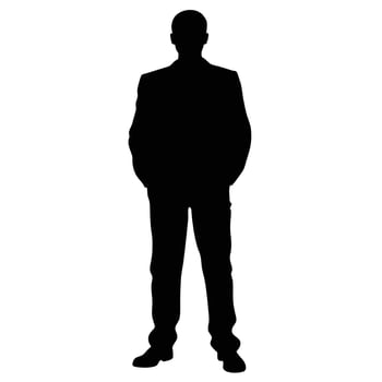 Businessman Silhouette Standing Professional Male Figure in Suit Against White Background vector
