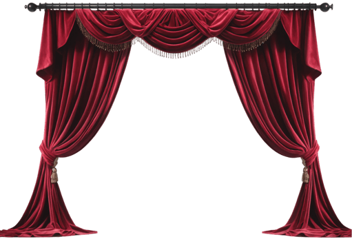 Red curtain with gold trim and fringe png