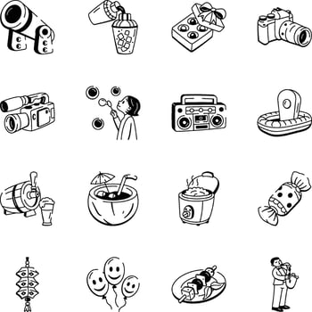 Set of Hand Drawn Party Celebration Icons vector