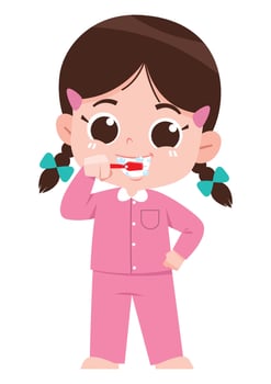 Cartoon Girl Brushing Her Teeth vector