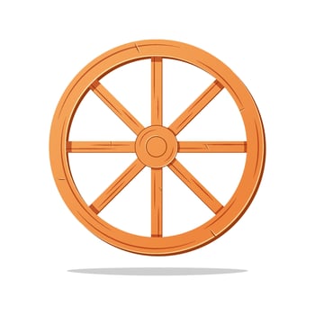 Simple wooden wheel design isolated on white background. vector