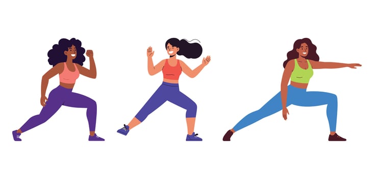Women Performing Fitness Exercises Set vector