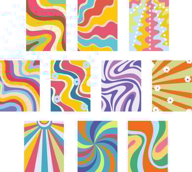 A bold and colorful swirl pattern inspired by retro pop art, perfect for vintage themed designs, party posters, playful backgrounds, and creative projects vector