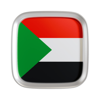 Sudan flag 3d square icon. png