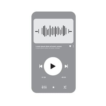 Media music player interface isolated on white background Multimedia frame template vector