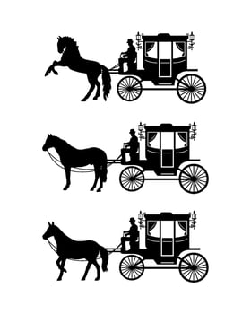 horse carriage silhouette image illustrations vector