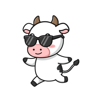 cute icon character cow wearing sunglasses. png