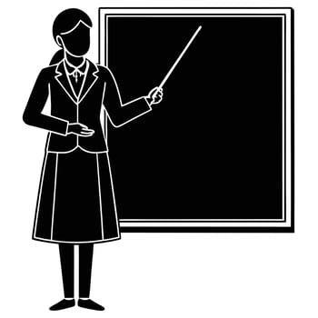 Teacher at blackboard silhouette vector