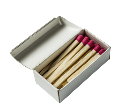 Matches in a white box for lighting fires and home use png