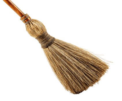 Traditional broom made from natural materials for cleaning purposes png