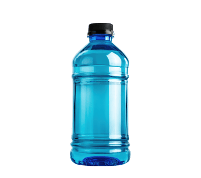 Clear blue plastic bottle for hydration and outdoor activities png