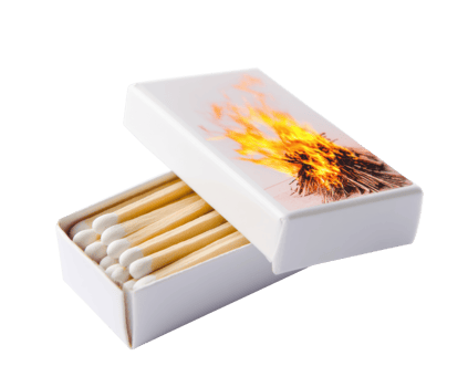Matchbox with lit matches and flames for fire safety and lighting png