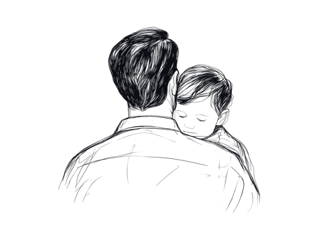 Embracing love between father and child in a tender moment png