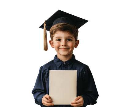 Young graduate celebrating achievement with diploma and cap png