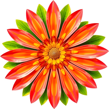 Floral design clipart of golden flower with airy glow. . png