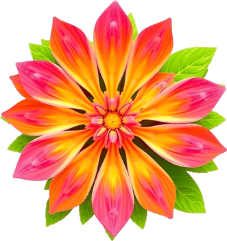 Minimalist symmetrical flower art with airy golden petal core. . png