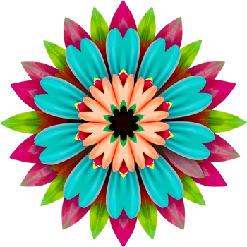 Digital clipart flower featuring radiant floral patterns. . png