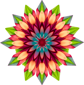 Artistic floral bloom designed with bright green accents. . png