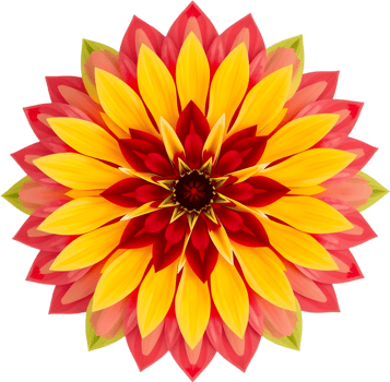 Colorful mandala flower shape built with symmetry and warmth. . png