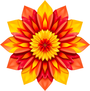 Harmonious symmetrical bloom with warm hues and flower detail. . png