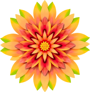 Floral shape artwork with warm tones and geometric symmetry. . png