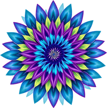 Minimal floral artwork with blue green spiral bloom. . png