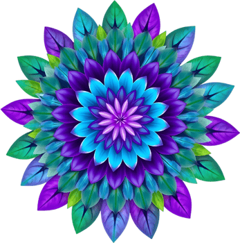 Green leafy floral art bloom in spiral symmetry. . png