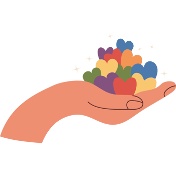 LGBTQ Hand with Pride Rainbow Hearts. LGBT community png