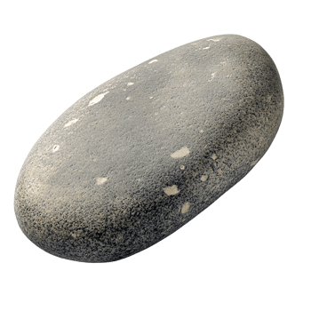 Smooth grey pebble stone with white spots on a transparent background Concept of nature, zen, and meditation png