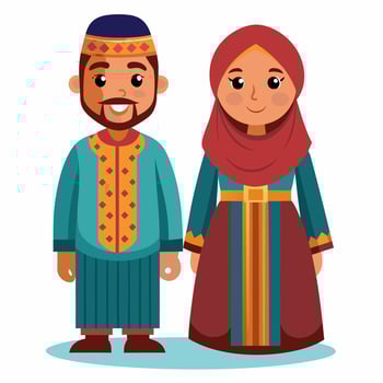 Muslim couple in traditional clothes vector