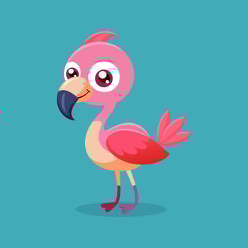 Cartoon pink flamingo bird illustration vector