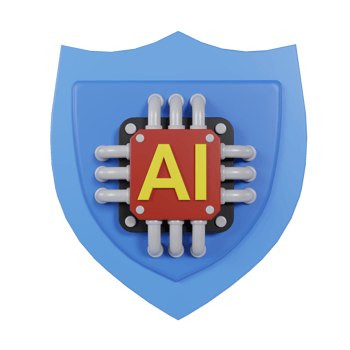 3d render of shield icon and ai chip. web protection concept using artificial intelligence or ai png