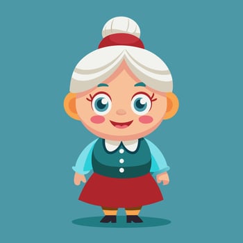 An illustration of an old woman in a red dress vector
