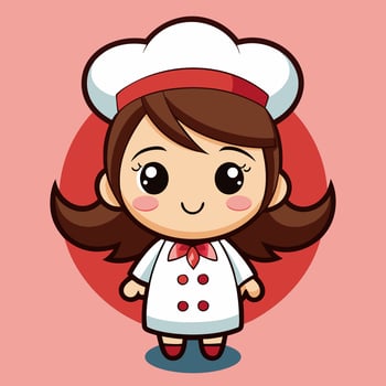 Adorable Cartoon Girl Chef. Cute Culinary Character Illustration vector