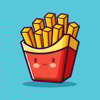 Cartoon French Fries in a Red Box . Cute Fast Food Illustration vector