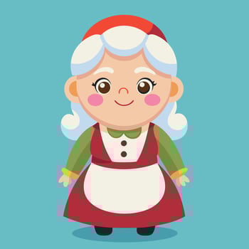 Charming Cartoon Grandmother Elf. Christmas Character Illustration vector
