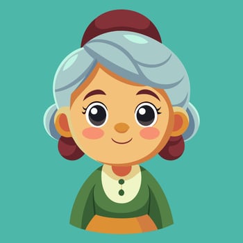 An old woman with gray hair and a green dress vector