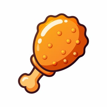 Fried Chicken Leg. A Crispy. Delicious Fast Food Cartoon Illustration vector