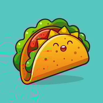 Cute Cartoon Taco Illustration. Yummy Mexican Food vector