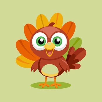 Adorable Cartoon Turkey Illustration for Thanksgiving vector