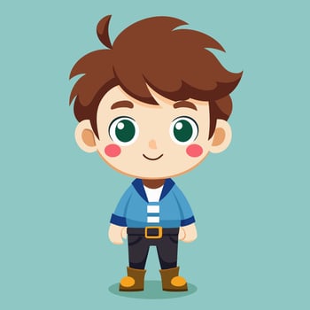 Adorable Cartoon Boy. Happy Kid Illustration vector