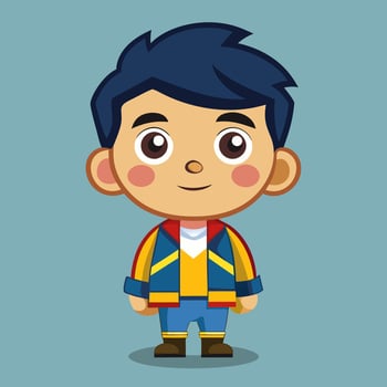 Adorable Cartoon Boy Illustration. Clip Art vector