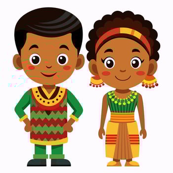 African boy and girl in traditional clothes vector