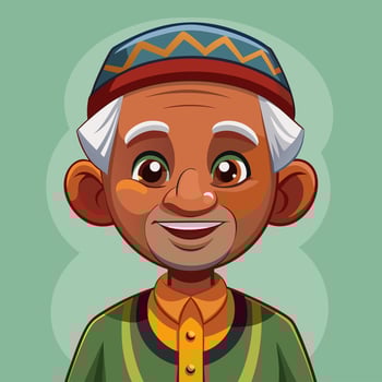 Portrait of a Happy Elderly Man. A Vibrant Cartoon Illustration vector