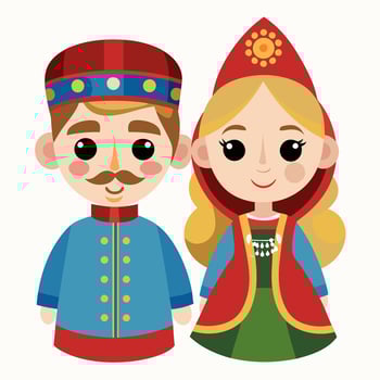A cartoon illustration of a man and woman in traditional clothing vector
