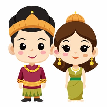 Royalty in Traditional Asian Attire. A Stunning Couple Illustration vector