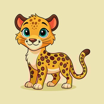Adorable Baby Cheetah Cartoon Illustration vector