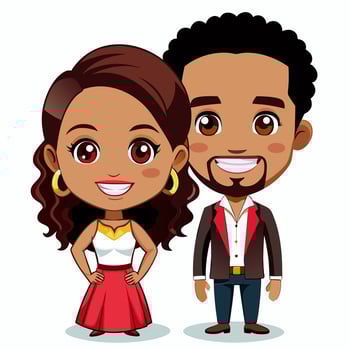 Adorable Cartoon Couple. A Charming Digital Illustration vector