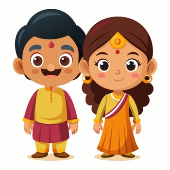 Adorable Indian Children in Traditional Clothes vector