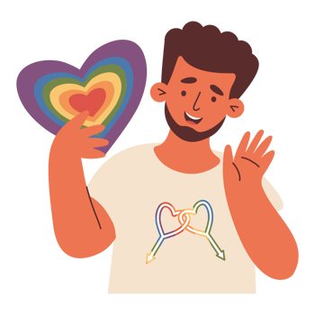 Pride Month. Ethnic Man with Rainbow Heart png